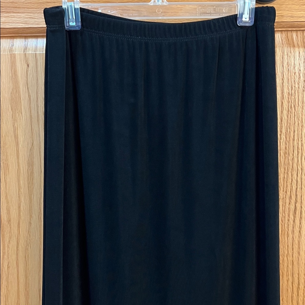 Like NEW Chico's Travelers Full Length, Long Straight Black Skirt w/ Hem Detail - Picture 7 of 9